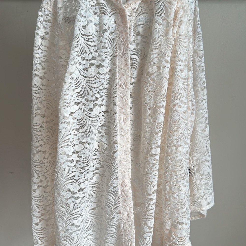 Lace Button-Up Western Blouse
